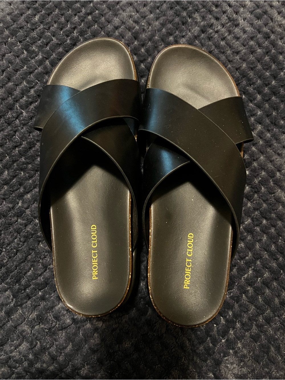 Project Cloud Women's Black Crisscross Slide Sandals
